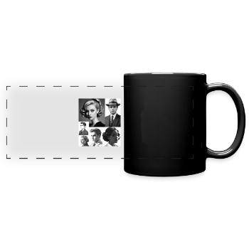 Retro-Frisuren und Kleidung - Panorama-Tasse farbig - Schwarz - Vorne