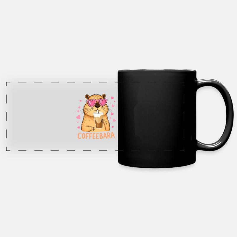 Capybara sucré Coffeebara - Mug panoramique uni - noir