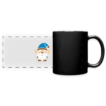 Zwerg - Panorama-Tasse farbig - Schwarz - Vorne