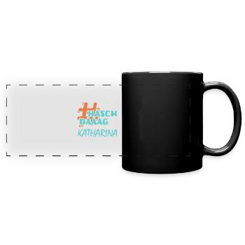 HashTag Katharina - Panorama-Tasse farbig - Schwarz - Vorne