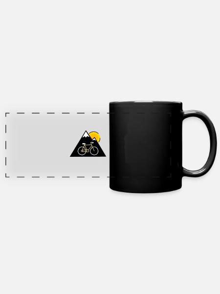 Fahrrad Berg Sonne - Panorama-Tasse farbig - Schwarz