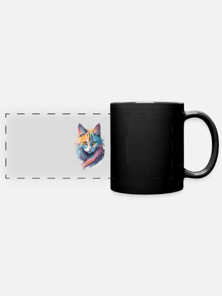 Cat Creative - Panorama-Tasse farbig - Schwarz