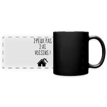 Nachbar / Nachbarschaft / Nachbarin / Haus - Panorama-Tasse farbig - Schwarz - Vorne