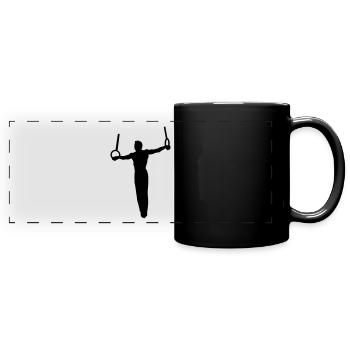 Gymnastics, gymnast on rings - Full Colour Panoramic Mug - black - Front