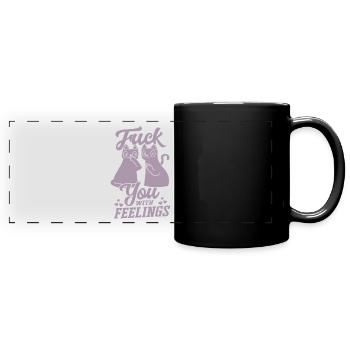 Cat with feelings funny sarcastic - Full Colour Panoramic Mug - black - Front
