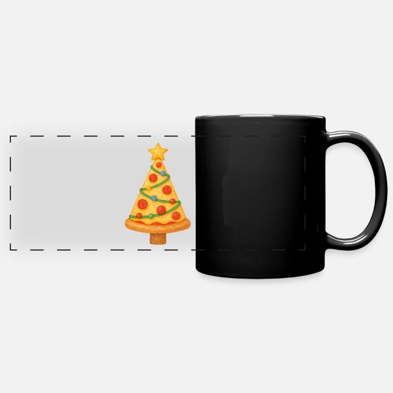 Pizza Christmas Tree - Full Colour Panoramic Mug - black