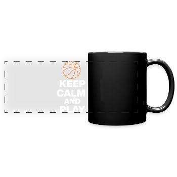 KEEP CALM AND PLAY BASKETBALL, BB GIFT FANS - Full Colour Panoramic Mug - black - Front