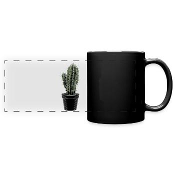 Cactus in black pot - Full Colour Panoramic Mug - black - Front
