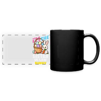 Frohe Ostern Süßer Osterhase Eiersuche Ostereier - Panorama-Tasse farbig - Schwarz - Vorne