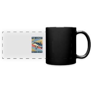 great white shark dangerous fish vintage gift - Full Colour Panoramic Mug - black - Front