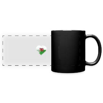 Grungy I Love Wales Heart Flag - Full Colour Panoramic Mug - black - Front