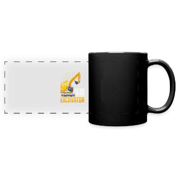 Bagger - Panorama-Tasse farbig - Schwarz - Vorne