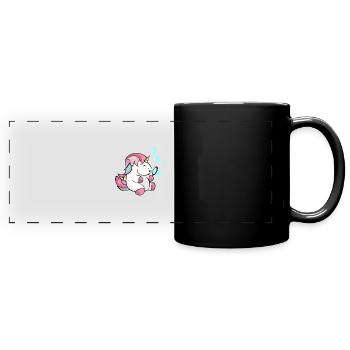 Unicorn soap bubbles blowing glitter child gift - Full Colour Panoramic Mug - black - Front