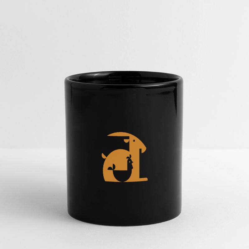 Ziege oder Hahn Illusion Optik Täuschung Geschenk Panorama-Tasse farbig