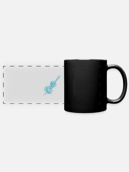 Cello Orchester - Panorama-Tasse farbig - Schwarz