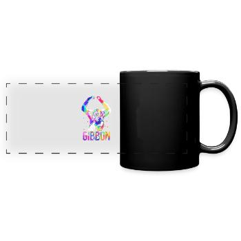 Gibbon Polygon Geschenk - Panorama-Tasse farbig - Schwarz - Vorne
