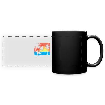 Surfer am Strand - Panorama-Tasse farbig - Schwarz - Vorne