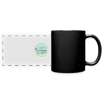 Flugbegleiterin Weltenbummler - Panorama-Tasse farbig - Schwarz - Vorne