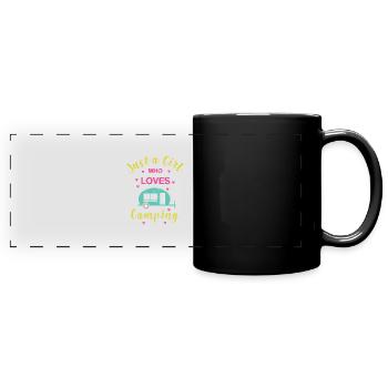 Camping girl camper caravan campsite - Full Colour Panoramic Mug - black - Front