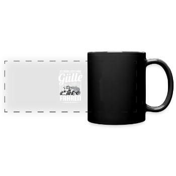 Landwirtschaft Bauernhof Geschenk · Gülle fahren - Panorama-Tasse farbig - Schwarz - Vorne
