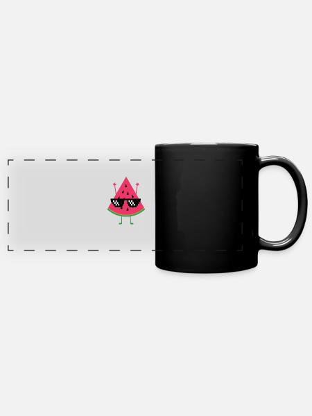 Wassermelone - Panorama-Tasse farbig - Schwarz