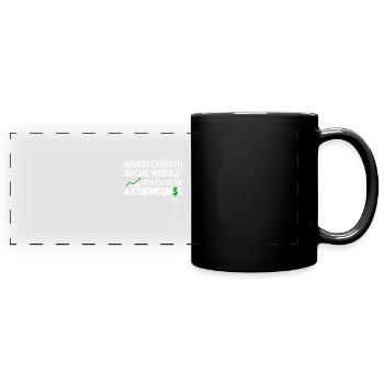 Aktien Börse ETF Dividenden Aktionär Kapitalist - Panorama-Tasse farbig - Schwarz - Vorne
