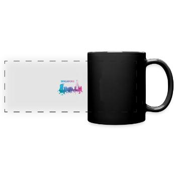 Wunderschöne Singapur Skyline in bunten Farben - Panorama-Tasse farbig - Schwarz - Vorne