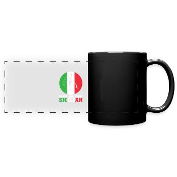 Italien Sizilien Handgeste Flagge - Panorama-Tasse farbig - Schwarz - Vorne