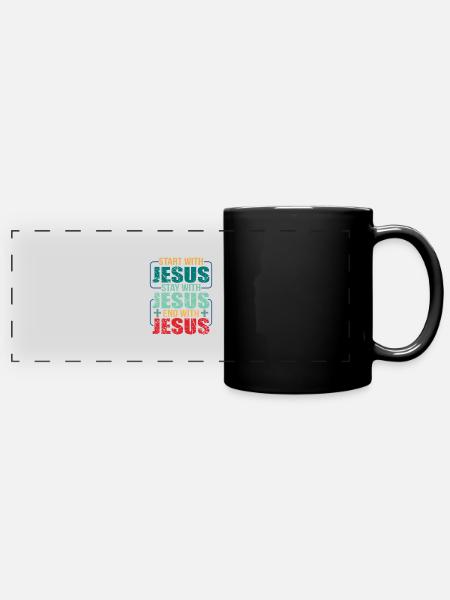 Jesus - Panorama-Tasse farbig - Schwarz