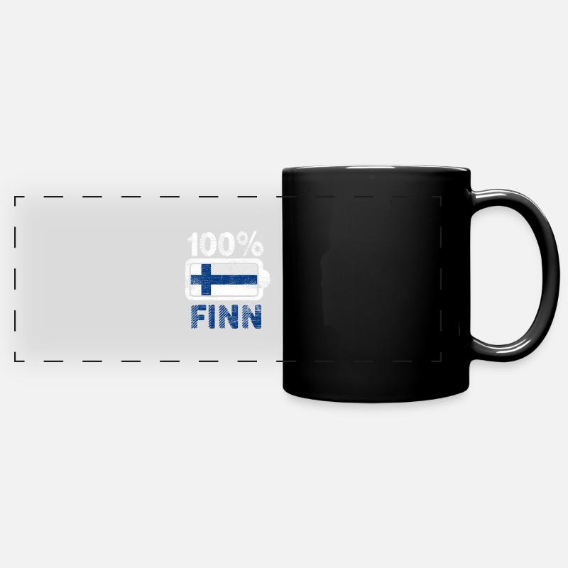Finnland Finne Batterie - Panorama-Tasse farbig - Schwarz