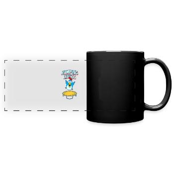 Jumping Chick Trampolin Humor - Panorama-Tasse farbig - Schwarz - Vorne