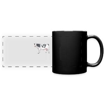 Cartoon cow with spots - Full Colour Panoramic Mug - black - Front