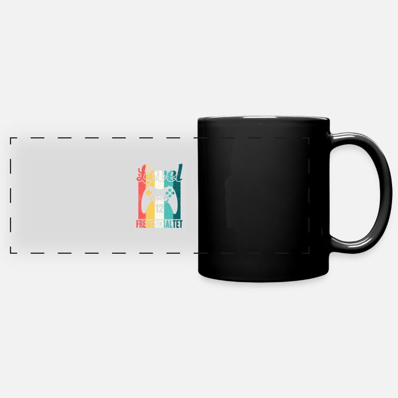 Level twelve unlocked gaming birthday - Full Colour Panoramic Mug - black
