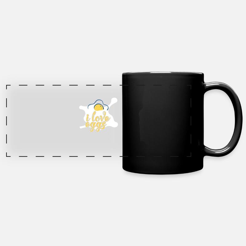 I Love Eggs - A fried egg with inscription. - Full Colour Panoramic Mug - black