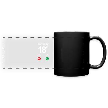 18. Geburtstag - Panorama-Tasse farbig - Schwarz - Vorne