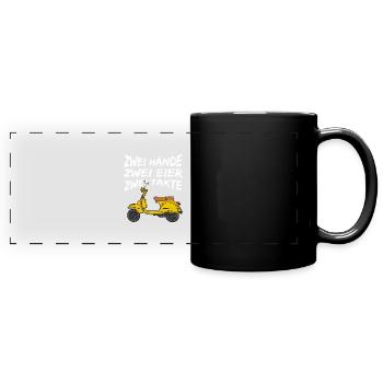 Zweitakter Motorroller - Panorama-Tasse farbig - Schwarz - Vorne