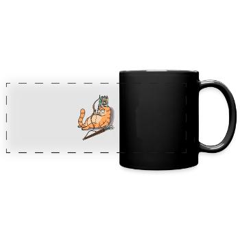 Indian Cat Warrior Carnival Fantasy Cats - Full Colour Panoramic Mug - black - Front