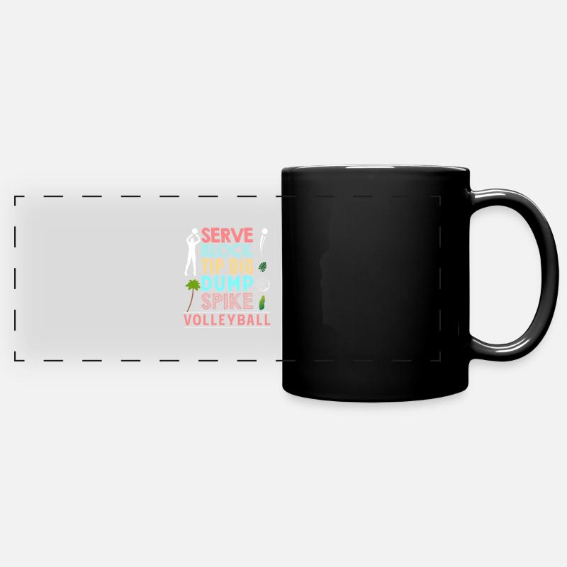Volley-ball - Serve Block Tip Dig Dump Spike - Mug panoramique uni - noir