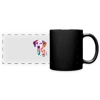 Dalmatiner - Panorama-Tasse farbig - Schwarz - Vorne
