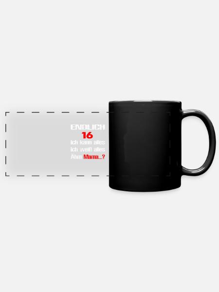 16.Geburtstag Geschenkidee Level 16 - Panorama-Tasse farbig - Schwarz