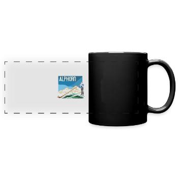 Alphorn - Panorama-Tasse farbig - Schwarz - Vorne