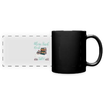 Lesen Buch Bücher Lustig Tablet Spruch Geschenk - Panorama-Tasse farbig - Schwarz - Vorne