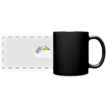 An elephant of the cars washes with the trunk - Full Colour Panoramic Mug - black - Front