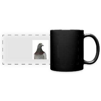 Taube. Pigeon - Panorama-Tasse farbig - Schwarz - Vorne