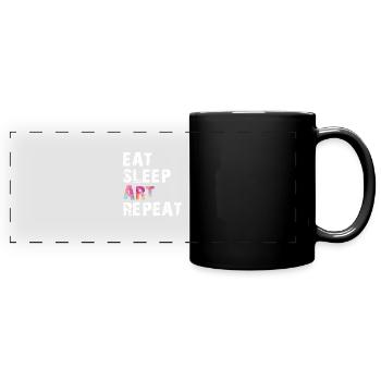 EAT SLEEP ART REPEAT - Full Colour Panoramic Mug - black - Front