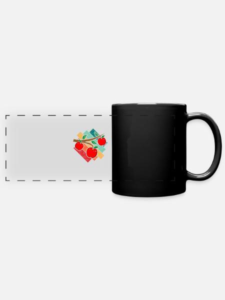 Apfel - Panorama-Tasse farbig - Schwarz