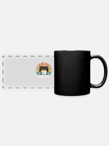 Gamer 18. Geburtstag Level 18 - Panorama-Tasse farbig - Schwarz