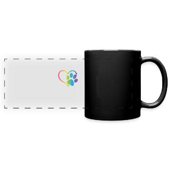 Heart Paw Print Dog Cat Lover Valentines Day - Full Colour Panoramic Mug - black - Front