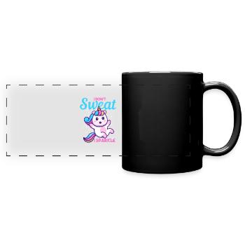 Unicorn I Don't Sweat I Sparkle Gift - Full Colour Panoramic Mug - black - Front