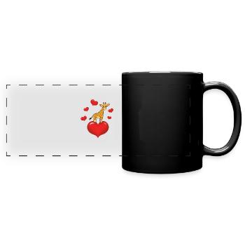 Girafe Avec Coeur - Mug panoramique uni - noir - Devant